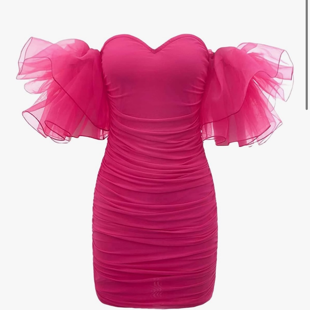 Custom Pink Off-Shoulder Dress